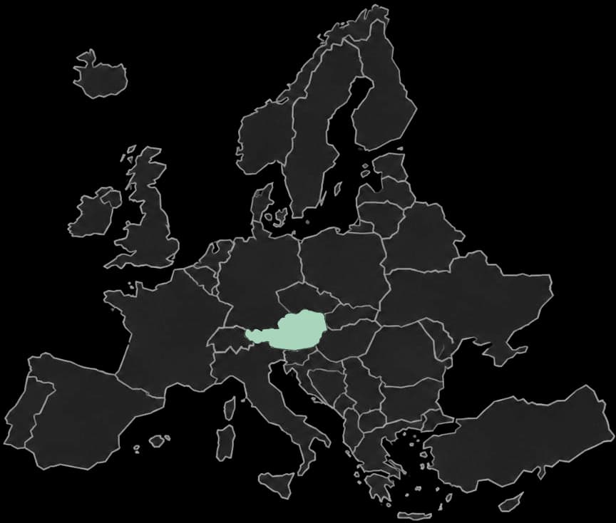 Europakarte mit Österreich hervorgehoben