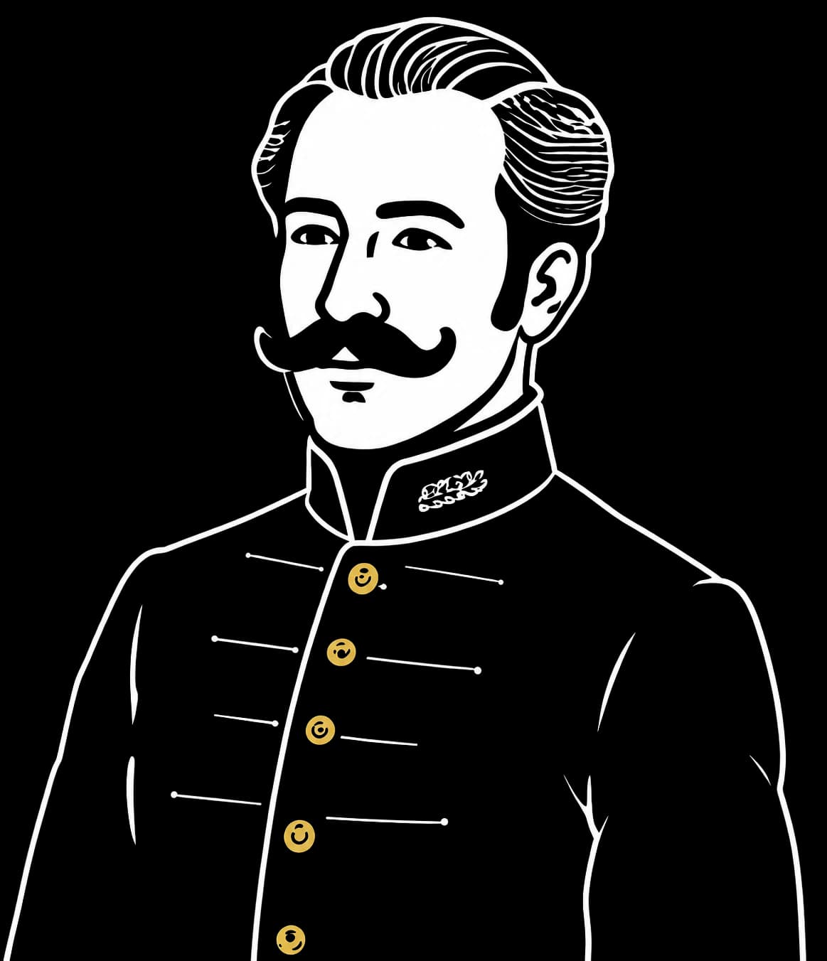 Franz, dein digitaler Co-Verwalter Franz – Illustration eines Hofverwalters mit Schnurrbart und Uniform